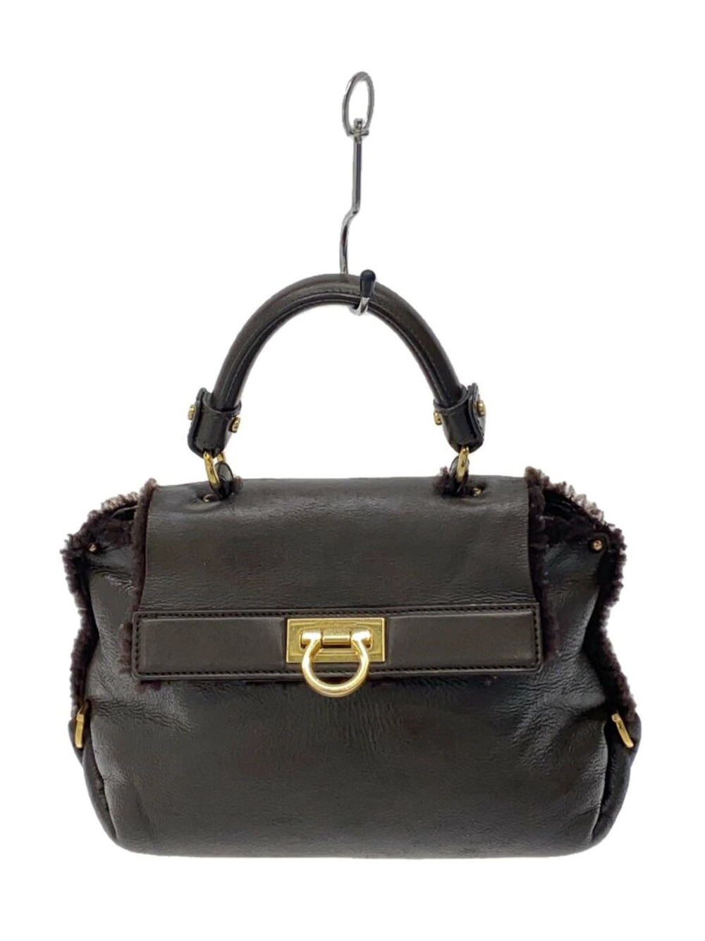 Salvatore Ferragamo Handbag Leather Brown Gancini